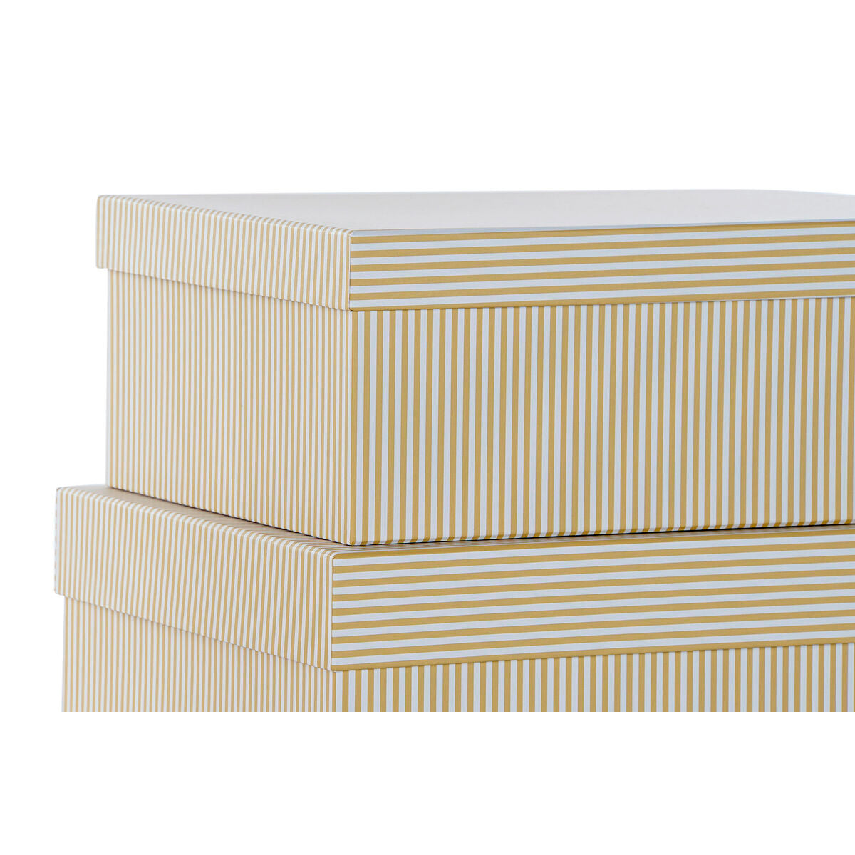 Set de Cajas Organizadoras Apilables DKD Home Decor Blanco Cuadrada Cartón Mostaza